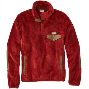 Men's L.L.Bean Hi-Pile Fleece Pullover- Orange 1/4 Zip Jacket